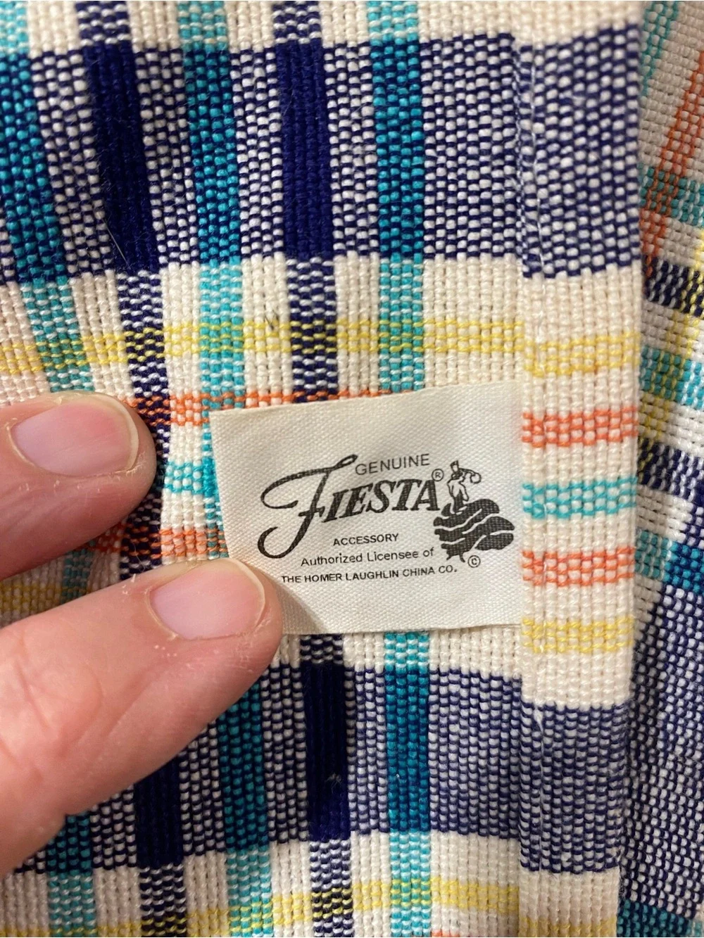 Set of 4 Fiesta Blue & Cream Plaid Placemats with Fringe (RK)